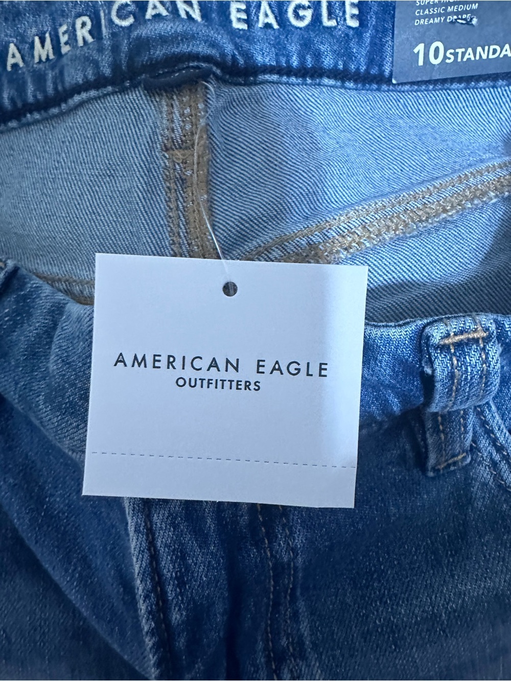 American Eagle Curvy Baggy Wide Leg Jeans Size 10 30W Super High Rise Distressed - Picture 4 of 9